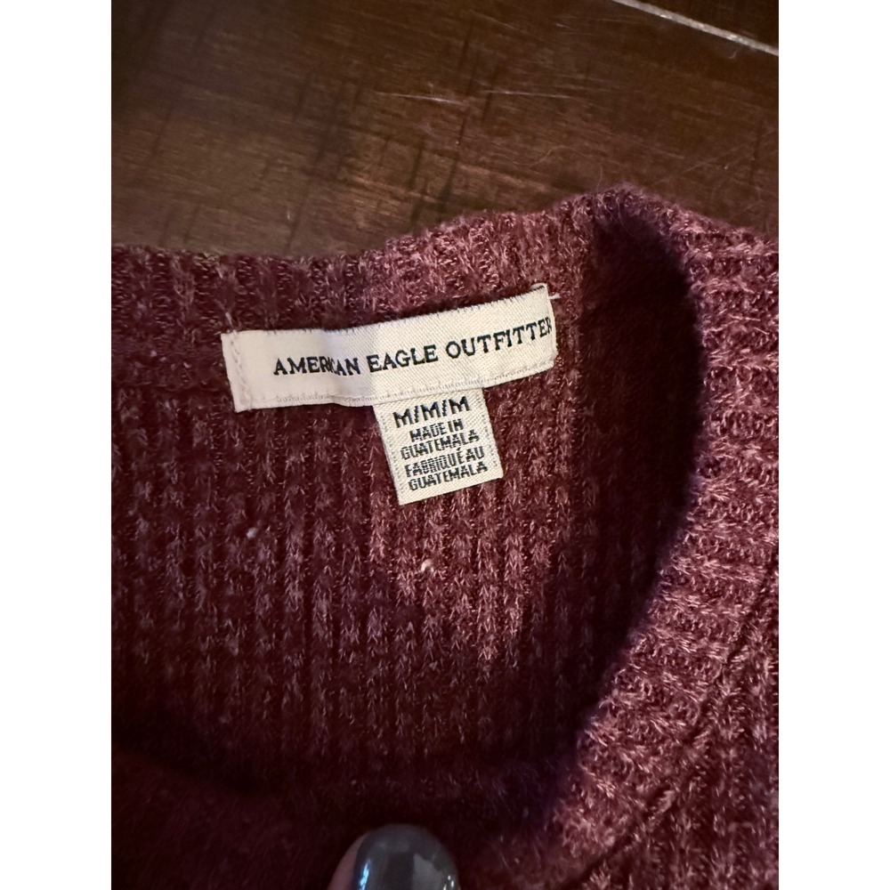 American Eagle‎ Soft Knit Sweater Top Open Back Keyhole Burgundy Size Medium - Picture 5 of 5